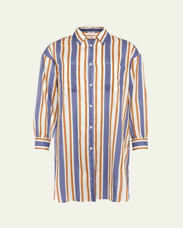 Season Striped Shirt Coverup